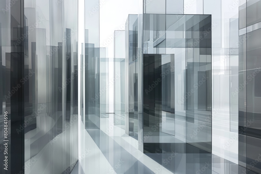 Fototapeta premium 3d render of abstract architecture background with glass cubes in empty space