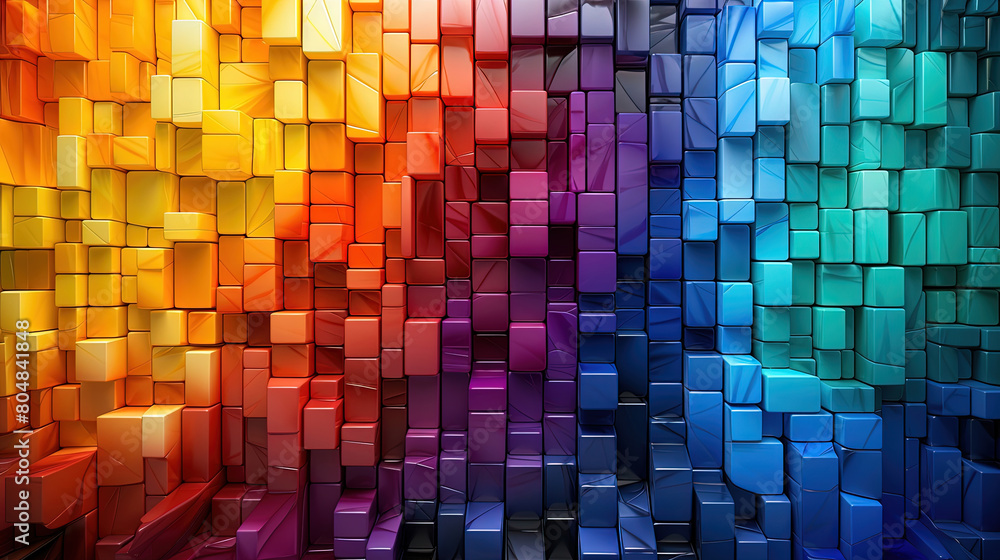 Seamless Rainbow Colors Abstract Pixel Mosaic Background