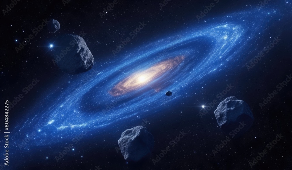 Fototapeta premium space galaxy in space, rocket and planet in space, earth and moon, earth and space, space station in the night, ufo in the space, galaxy blue,