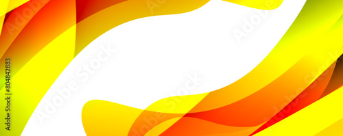 An artistic design featuring orange and yellow waves on a white background  inspired by the colors of amber and petals. The pattern includes circles  rectangles  and various tints and shades