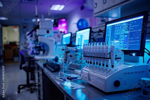 Obraz na płótnie Science lab filled with advanced equipment for digital research w salonie
