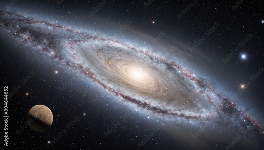 Naklejka premium wallpaper planet in space or wallpaper meteorite or wallpaper galaxy space