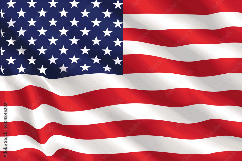 Fototapeta premium An illustration depicting the American flag,also known as the Stars and Stripes.The flag features thirteen horizontal stripes alternating between red and white, representing the original American flag