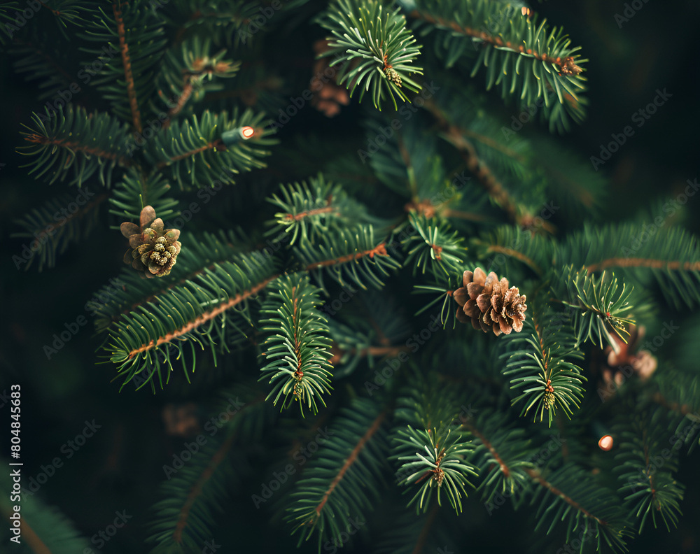 Beautiful Christmas Background with green fir tree brunch close up. Copy space, trendy moody dark toned design for seasonal quotes. Vintage December wallpaper Beautiful Christmas Background with green fir tree brunch close up. Copy space, trendy moody dark toned design for seasonal quotes. Vintage December wallpaper