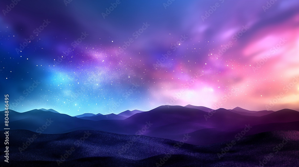 Colorful Starry Sky Over Silhouette Mountain Range