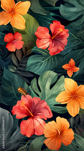 Wallpaper Mural Watercolor painting of colorful flowers blooming in a beautiful summer garden. Torontodigital.ca