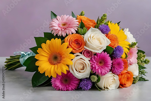 Bouquet of flower in copy-space background concept, big blank space. Bright Chrysanthemum Bouquet