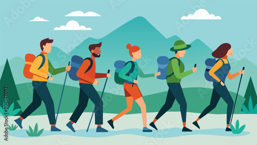 Skillful footwork and heightened awareness rather than heavy impacts and boisterous voices are the order of the day for a disciplined lowimpact hiking. Vector illustration