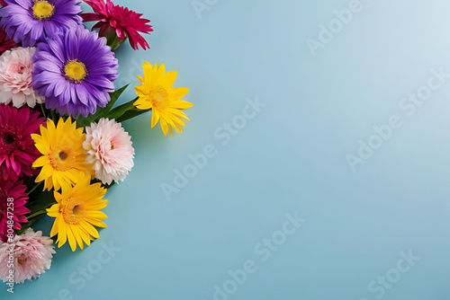 Bouquet of flower in copy-space background concept, big blank space. Timeless Bluebell Bouquet