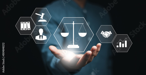 Obraz na plátne Ai ethic concept of compliance and regulation involves the enforcement of laws, regulations, and standards, internal policies and procedures