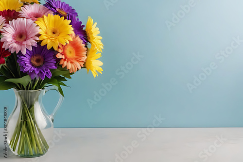 Bouquet of flower in copy-space background concept, big blank space. Radiant Garden Magic