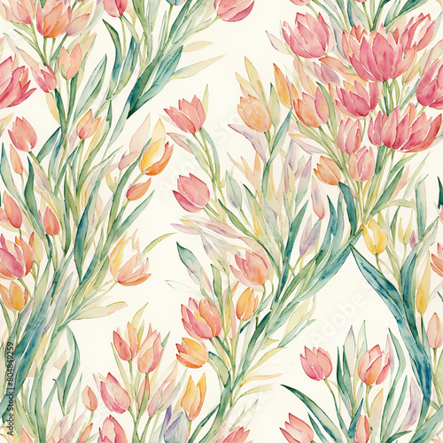 Water color paint of tulip flower.