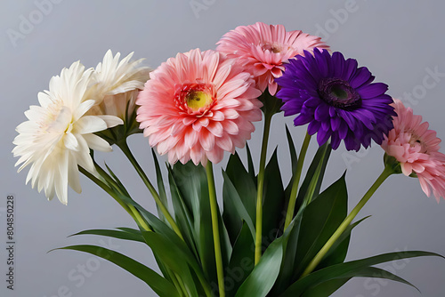 Bouquet of flower in copy-space background concept  big blank space. Vibrant Garden Showcase