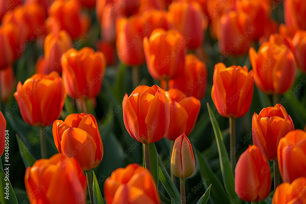 Orange yellow tulips flowers garden in spring. Orange yellow tulips flowers garden in spring.