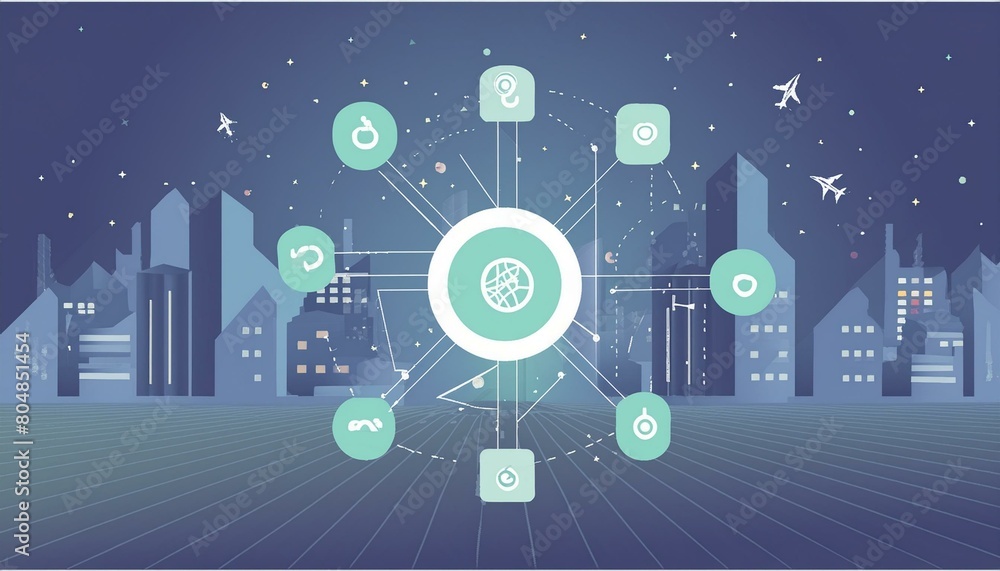 Concept of a decentralized autonomous organization with a modern city background... Concept of a decentralized autonomous organization with a modern city background...