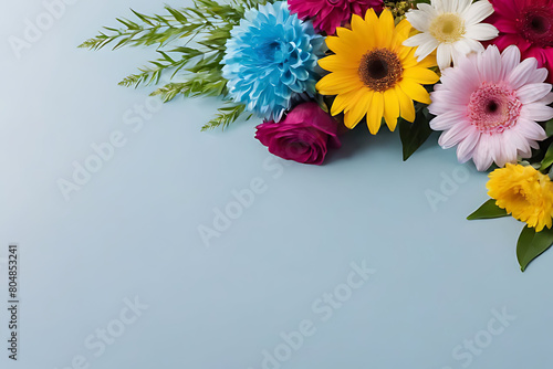 Bouquet of flower in copy-space background concept, big blank space. Stunning Tithonia Bouquet photo