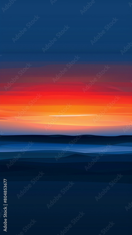 Gradient geometric sunrise with smooth transitions from deep blue to vibrant orange