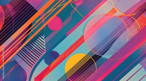 Wallpaper Mural Abstract 1970's background design in futuristic retro style with colorful lines. Vector illustration. Torontodigital.ca