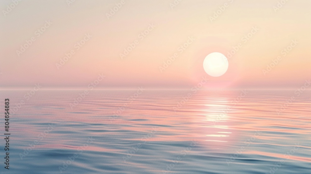 Picture a gentle sunrise unfolding above calm waters, the sky rendered in a soothing gradient of peach fuzz tones, evoking a deep sense of tranquility and calm AI Generate Picture a gentle sunrise unfolding above calm waters, the sky rendered in a soothing gradient of peach fuzz tones, evoking a deep sense of tranquility and calm AI Generate