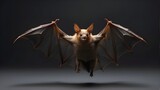 A bat in midair. Flapping wings. Transparent background isolated
