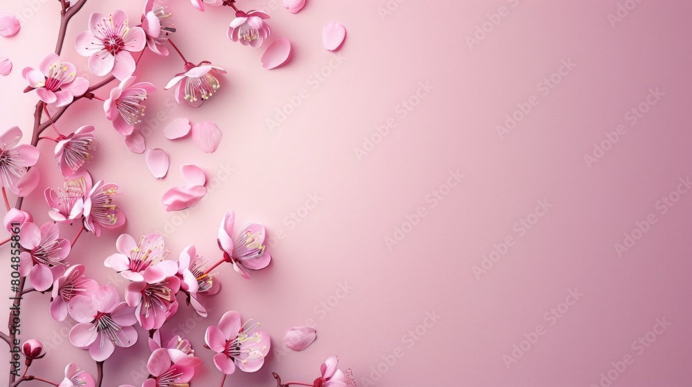 Elegant Pink Cherry Blossoms on a Soft Pastel Background