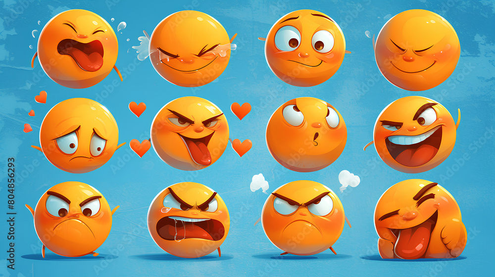 Vector Emoji Set with Different Reactions for Social Networks Isolated on White Background. Modern Emoticons Collection in Flat Style Design Vector Emoji Set with Different Reactions for Social Networks Isolated on White Background. Modern Emoticons Collection in Flat Style Design