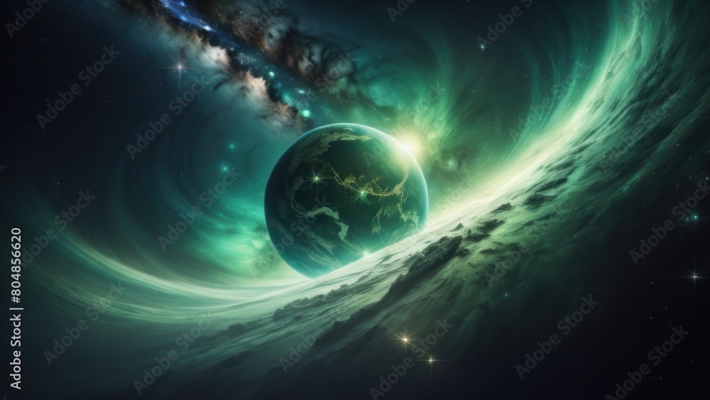 Obraz premium 3d rendered illustration of a planet or planet in space or earth and space or blue print planet earth or wallpaper planet 4K