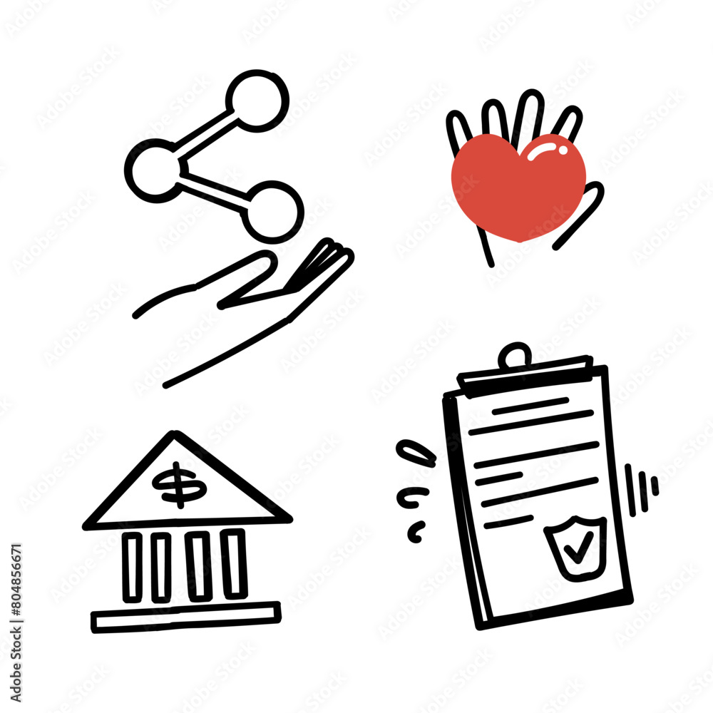 hand drawn doodle trust share care profit illustration hand drawn doodle trust share care profit illustration