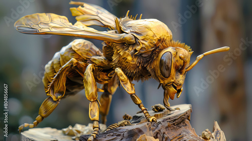 close up sclupture of honey bee. photo