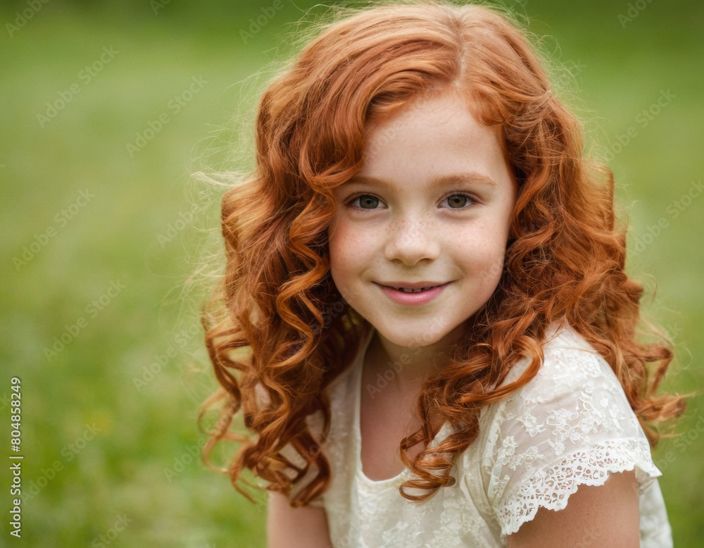 cute, happy 6 years old girl, red hair, curls cute, happy 6 years old girl, red hair, curls