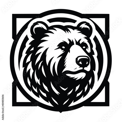 bear head face logo vector illustration minimalist design template. also can use for t- shirt, emblem, tattoo and more