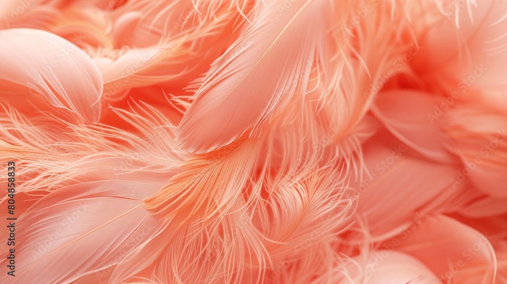 Detailed view of fine peach fuzz, set against a backdrop of gently overlapping feathers