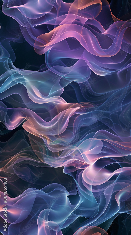 Obraz premium Lush, seamless pattern of smoky waves and gradient hues in a tranquil abstract design