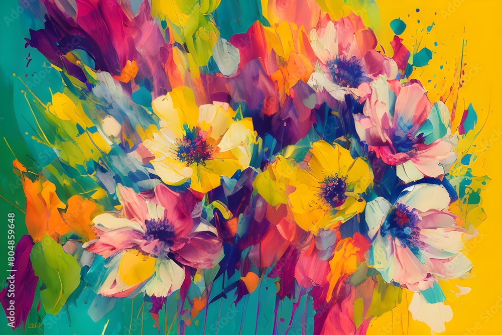 Abstract watercolor painting of beautiful flowers. Greeting card for Valentine's Day, birthday, wedding, anniversary or Mother's Day Abstract watercolor painting of beautiful flowers. Greeting card for Valentine's Day, birthday, wedding, anniversary or Mother's Day