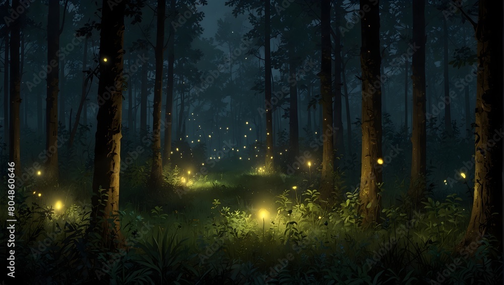 The tranquil glow of fireflies in a dense, impenetrable forest ai_generated The tranquil glow of fireflies in a dense, impenetrable forest ai_generated