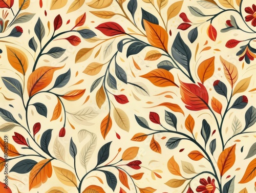 Autumn-Inspired Floral Leaf Pattern for Elegant Design Backgrounds
