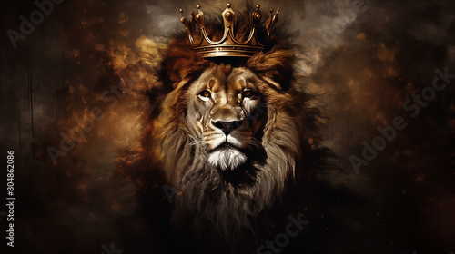 In a stunning wildlife portrait, the lion, a majestic mammal and fierce carnivore, displays its regal nature, its head crowned with a mane of golden fur.