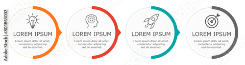 Business infographic Vector with 4 steps.Used for information,data,style,chart,graph,sign,icon, project,strategy,technology,learn,brainstorm,creative,growth,stairs,success, idea,text,web,report,work.