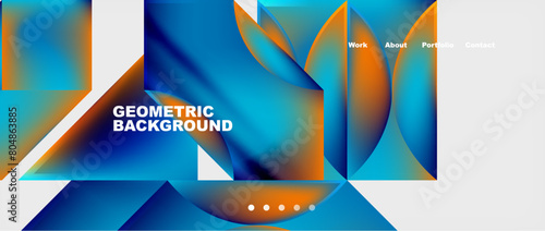 A dazzling graphic design featuring squares and circles in electric blue and azure hues on a rectangular pattern background. Perfect for a fashion accessory brand