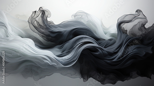Beautiful Art of Artistic White and Black Brush Stroke Smoky or Fabric Wavy Background