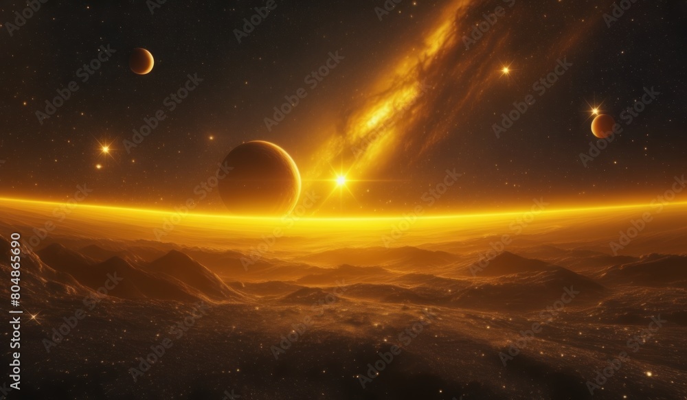Naklejka premium the moon over the moon or the moon over the planet or planet in space