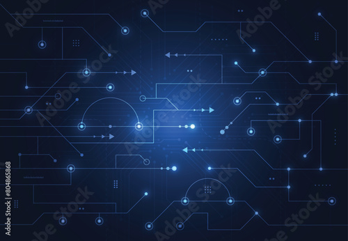 Abstract digital background with technology circuit board texture. Electronic motherboard illustration. Communication and engineering concept. Vector illustration