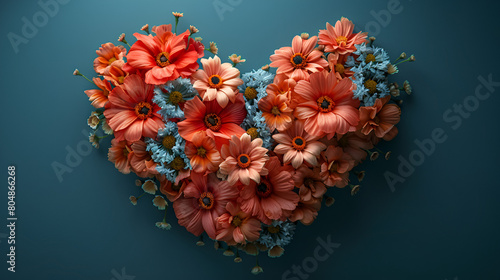heart from flowers, Living Coral Color of the Year 2019 Heart Shape 