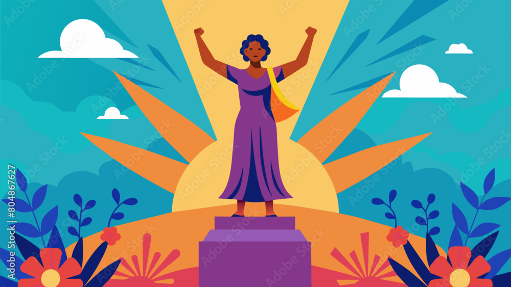 Naklejka premium A statue of a woman or man representing the spirit of Juneteenth and eternal gratitude for the heroes who have fought for the rights and empowerment. Vector illustration