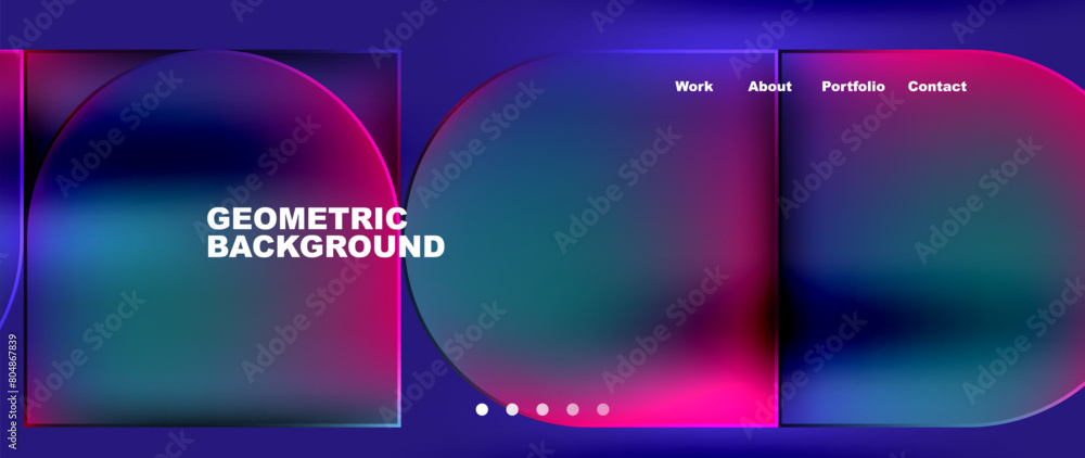 A visually stunning geometric background featuring circles and squares in shades of purple and magenta, perfect for Automotive lighting or Entertainment purposes