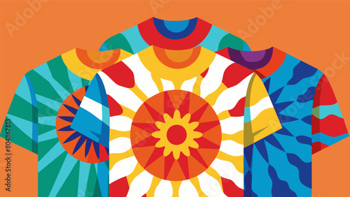 Celebration in Threads A closeup shot of the intricate patterns on the tiedye shirts showcasing the effort and creativity put into each one. These. Vector illustration
