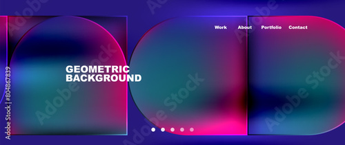 A visually stunning geometric background featuring circles and squares in shades of purple and magenta, perfect for Automotive lighting or Entertainment purposes
