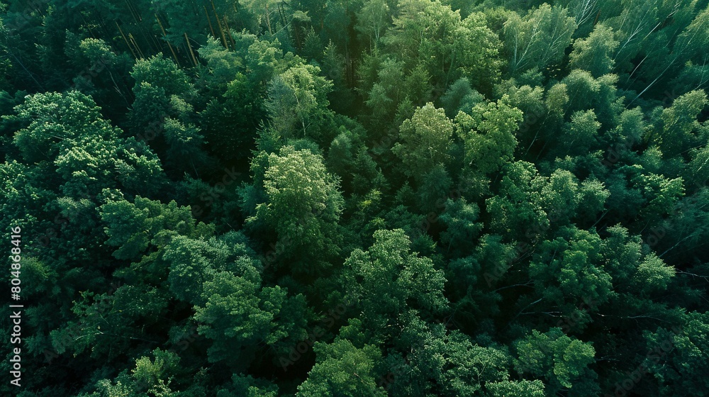 Obraz premium Daytime Forest Vista: Sun-Kissed Wilderness