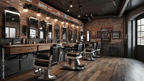 barber shop interior design with industrial architectural style