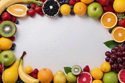 Fruits in copy-space background concept  big blank space. Place to adding text blank copy space. Sweet Citrus Selection